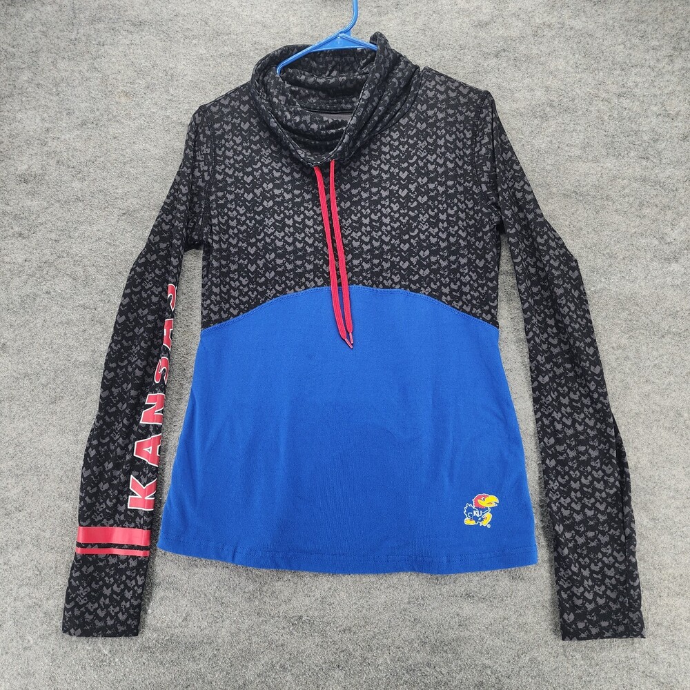 Kansas Jayhawks Pullover Womens Medium Long Sleeve Colosseum Black Blue